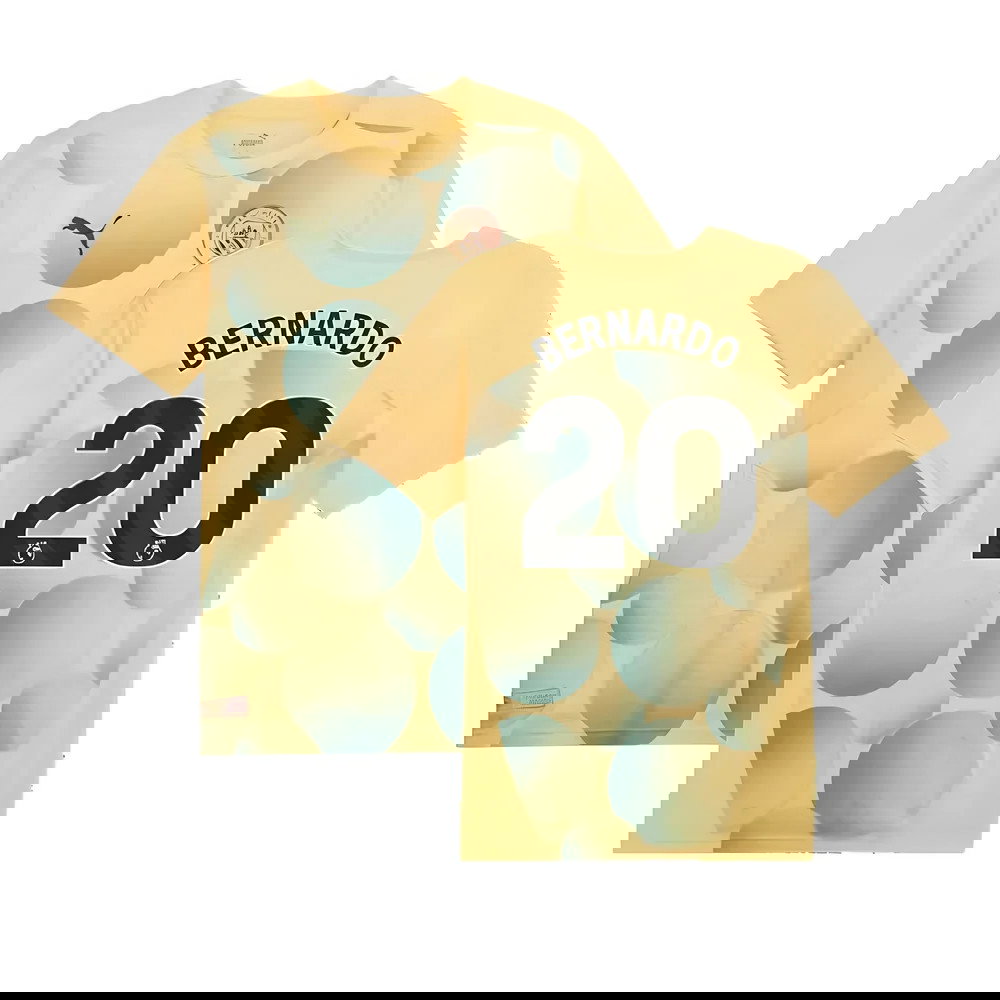 2024-2025 Man City Prematch SS Shirt (Flaxen) (Bernardo 20)