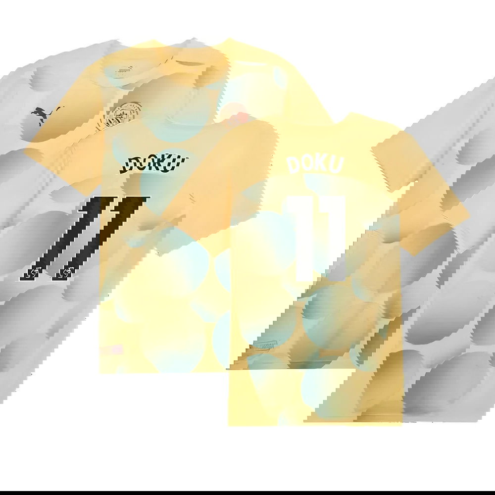 2024-2025 Man City Prematch SS Shirt (Flaxen) (Doku 11)