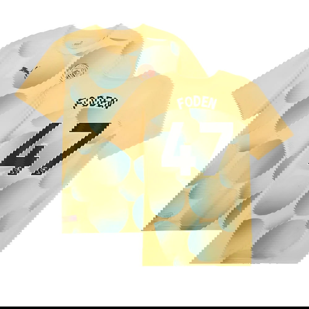 2024-2025 Man City Prematch SS Shirt (Flaxen) (Foden 47)