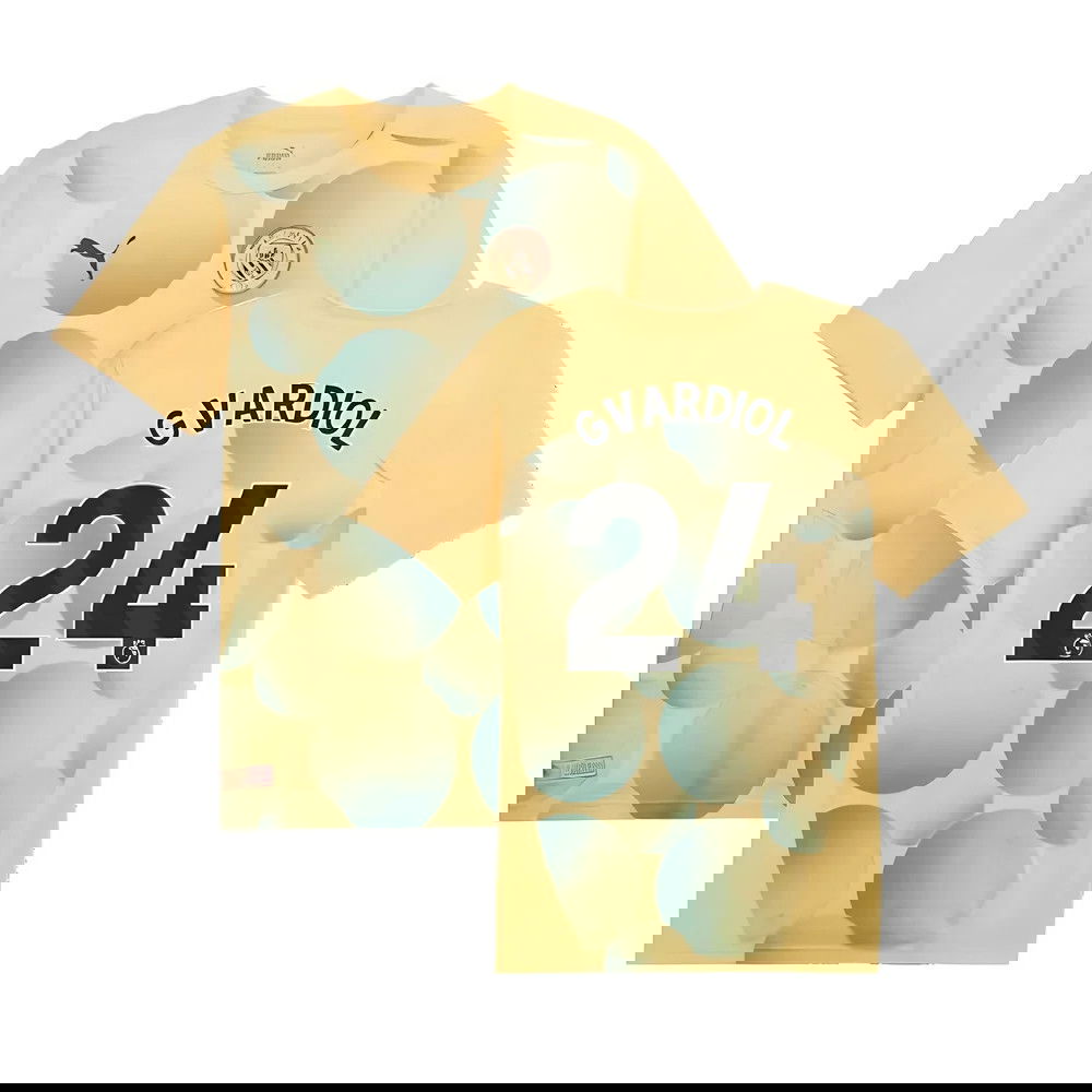 2024-2025 Man City Prematch SS Shirt (Flaxen) - Kids (Gvardiol 24)