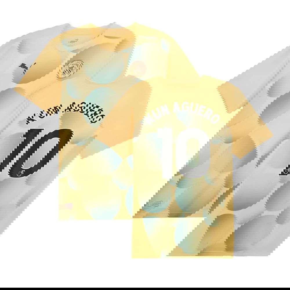 2024-2025 Man City Prematch SS Shirt (Flaxen) - Kids (Kun Aguero 10)