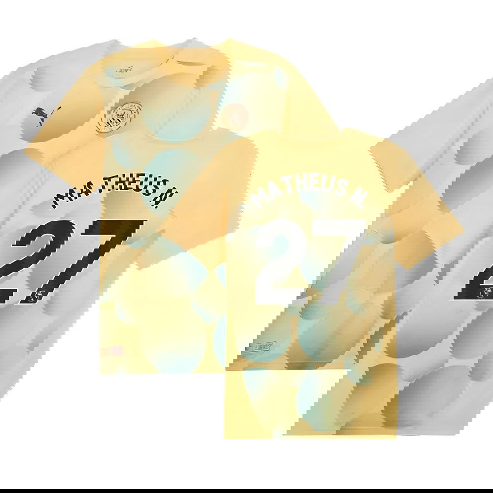 2024-2025 Man City Prematch SS Shirt (Flaxen) - Kids (Matheus N. 27)