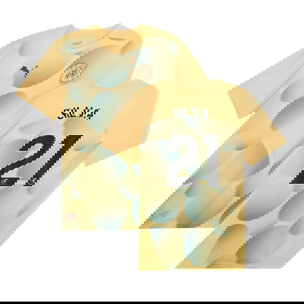 2024-2025 Man City Prematch SS Shirt (Flaxen) - Kids (Silva 21)
