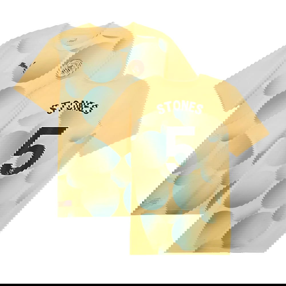 2024-2025 Man City Prematch SS Shirt (Flaxen) - Kids (Stones 5)
