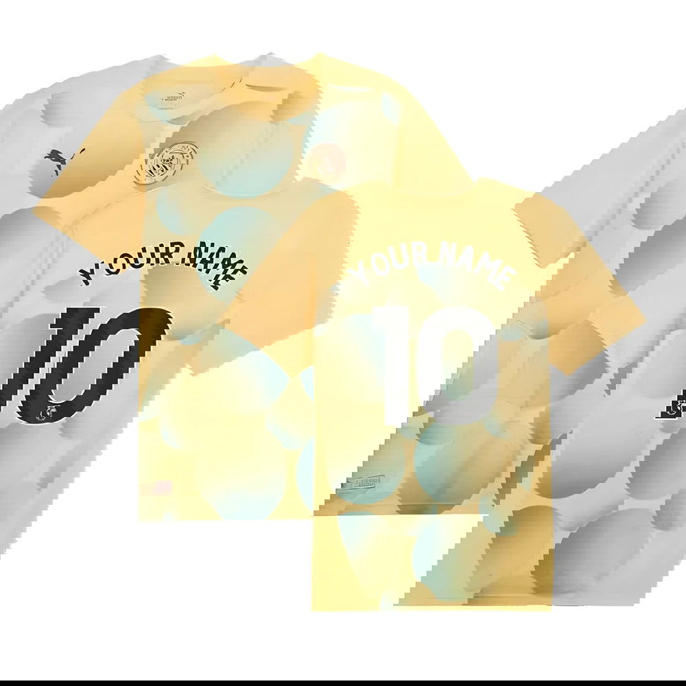 2024-2025 Man City Prematch SS Shirt (Flaxen) - Kids (Your Name)