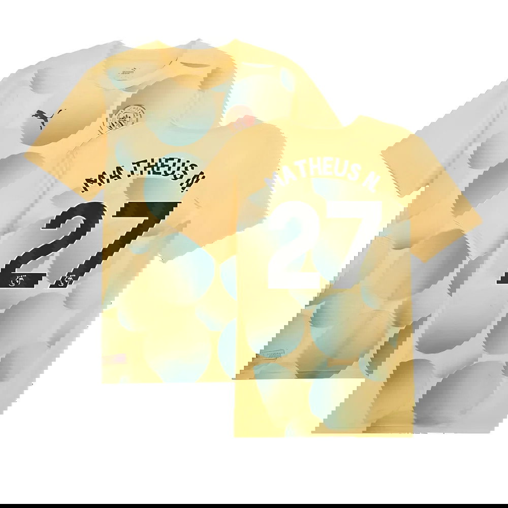 2024-2025 Man City Prematch SS Shirt (Flaxen) (Matheus N. 27)