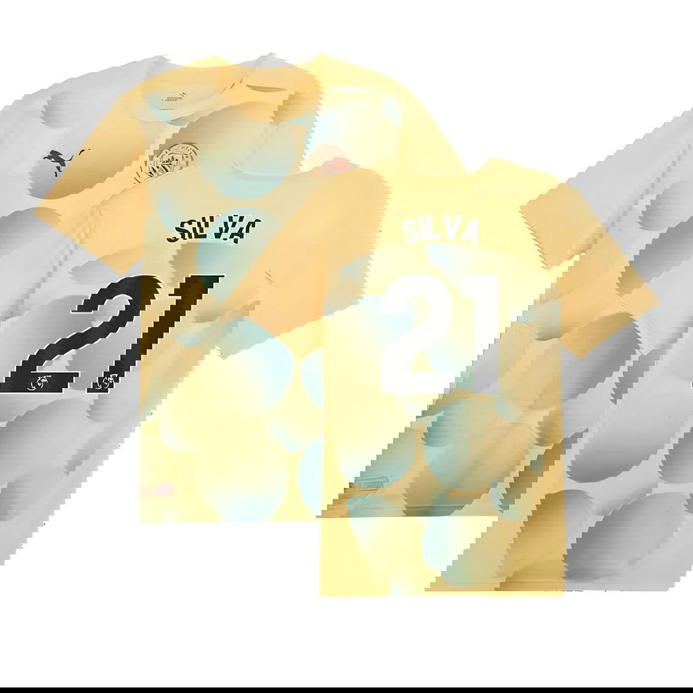 2024-2025 Man City Prematch SS Shirt (Flaxen) (Silva 21)