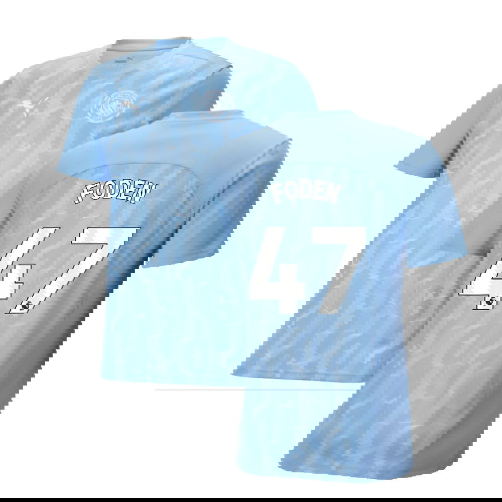 2024-2025 Man City Prematch SS Shirt (Light Blue) (Foden 47)