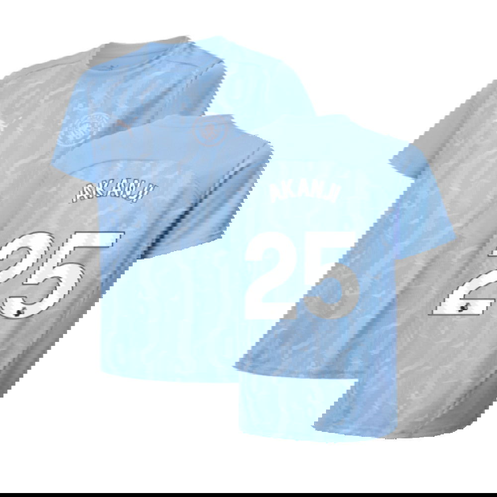 2024-2025 Man City Prematch SS Shirt (Light Blue) - Kids (Akanji 25)