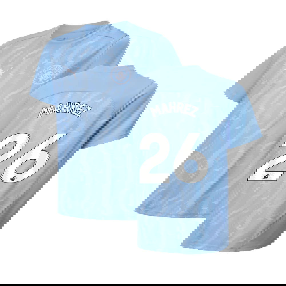2024-2025 Man City Prematch SS Shirt (Light Blue) - Kids (Mahrez 26)