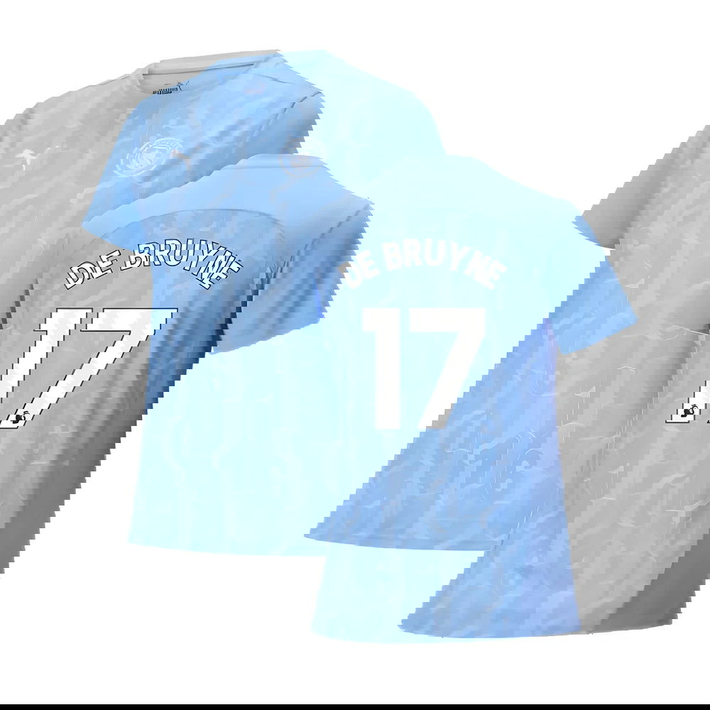 2024-2025 Man City Prematch SS Shirt (Light Blue) - Womens (De Bruyne 17)