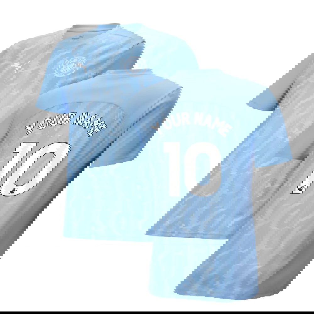 2024-2025 Man City Prematch SS Shirt (Light Blue) (Your Name)