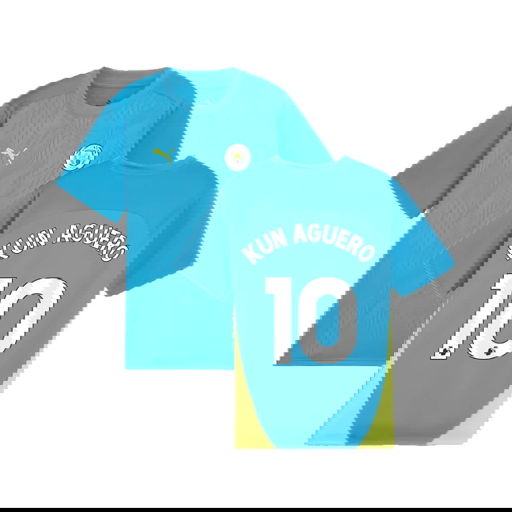 2024-2025 Man City Training Shirt (Magic Blue) - Kids (Kun Aguero 10)