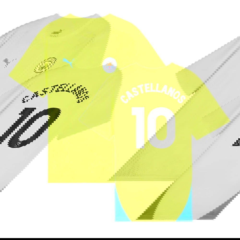 2024-2025 Man City Training Shirt (Yellow Glow) - Kids (Castellanos 10)
