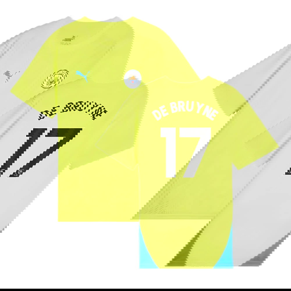 2024-2025 Man City Training Shirt (Yellow Glow) - Kids (De Bruyne 17)