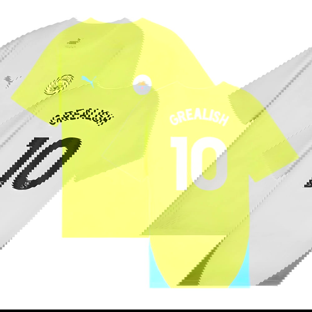 2024-2025 Man City Training Shirt (Yellow Glow) - Kids (Grealish 10)