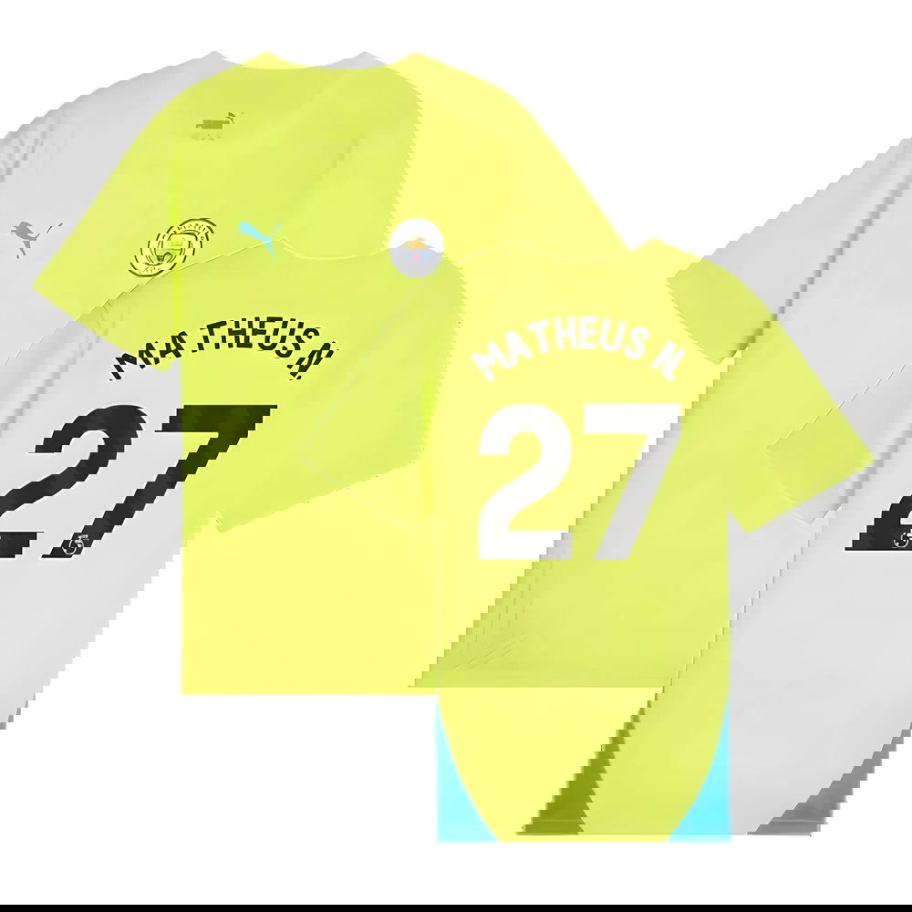 2024-2025 Man City Training Shirt (Yellow Glow) - Kids (Matheus N. 27)