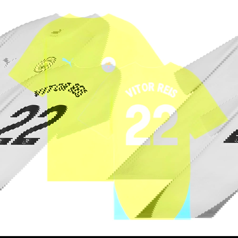2024-2025 Man City Training Shirt (Yellow Glow) - Kids (Vitor Reis 22)