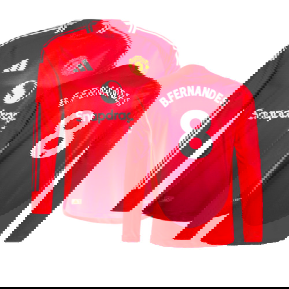 2024-2025 Man Utd Authentic Long Sleeve Home Shirt (B.Fernandes 8)
