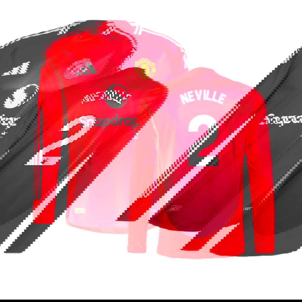 2024-2025 Man Utd Authentic Long Sleeve Home Shirt (Neville 2)