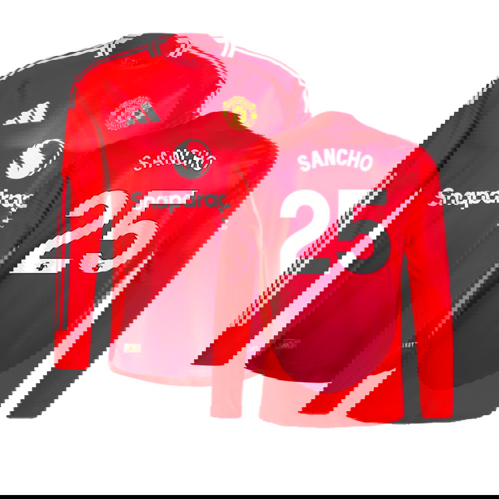 2024-2025 Man Utd Authentic Long Sleeve Home Shirt (Sancho 25)
