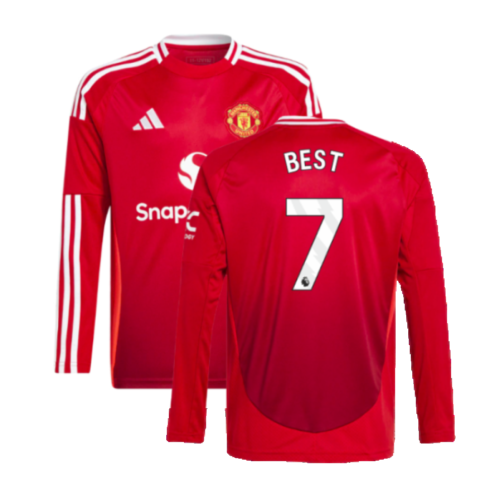 2024-2025 Man Utd Long Sleeve Home Shirt (Kids) (Best 7)