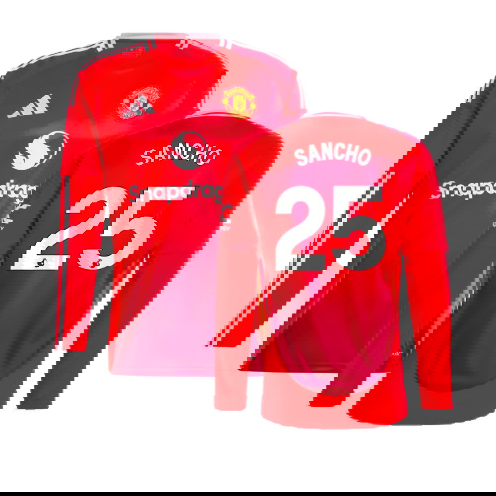 2024-2025 Man Utd Long Sleeve Home Shirt (Sancho 25)
