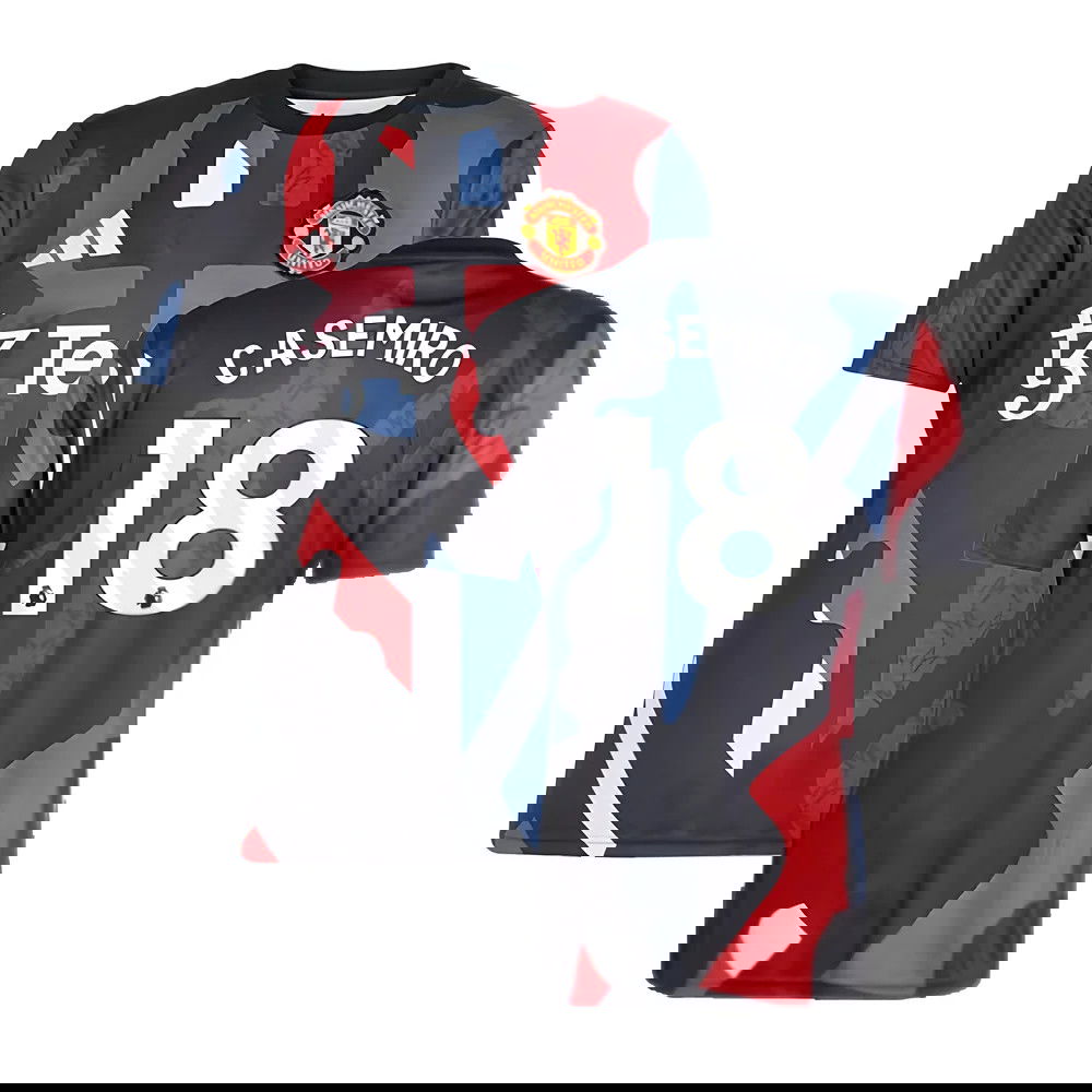 2024-2025 Man Utd Pre-Match Jersey (Black) (Casemiro 18)