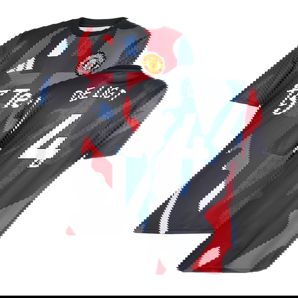 2024-2025 Man Utd Pre-Match Jersey (Black) (De Ligt 4)