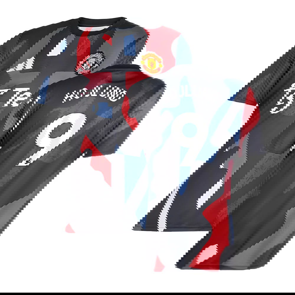 2024-2025 Man Utd Pre-Match Jersey (Black) (Hojlund 9)