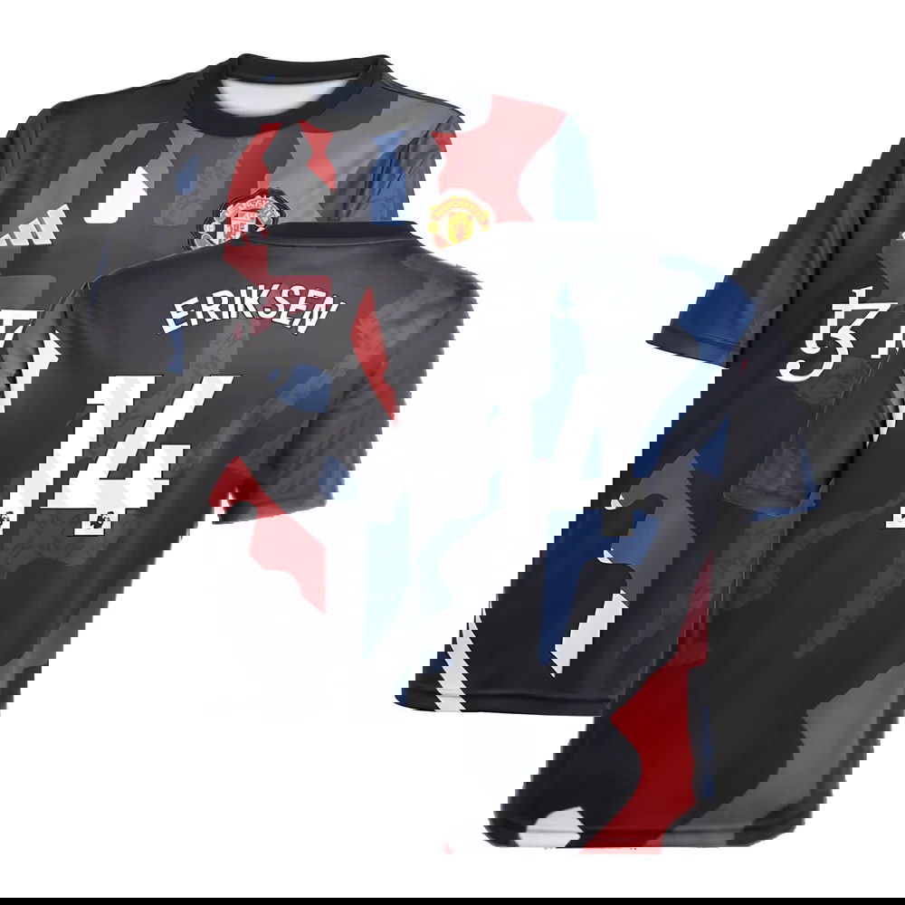 2024-2025 Man Utd Pre-Match Jersey (Black) - Kids (Eriksen 14)