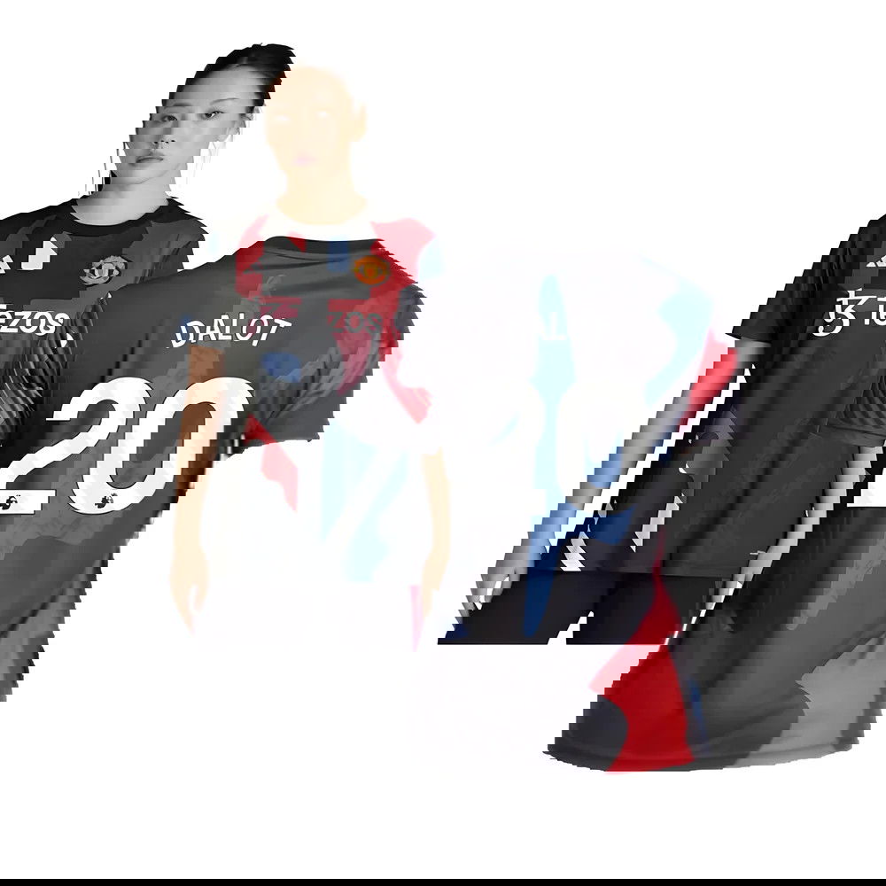 2024-2025 Man Utd Pre-Match Shirt (Black) - Womens (Dalot 20)