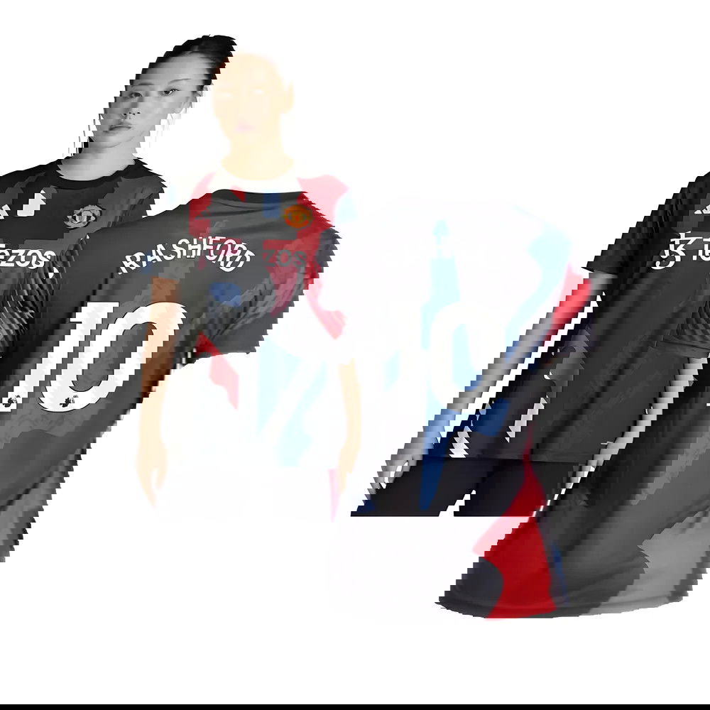 2024-2025 Man Utd Pre-Match Shirt (Black) - Womens (Rashford 10)