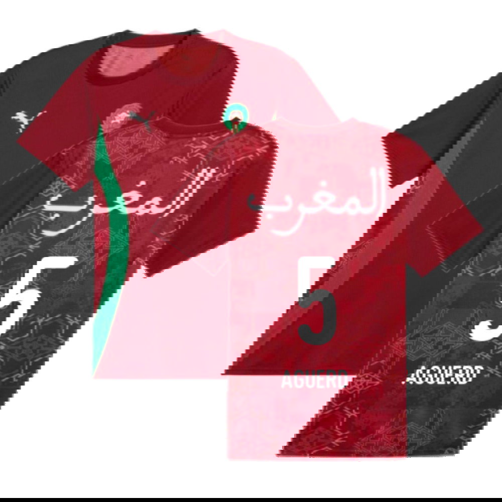 2024-2025 Morocco Prematch SS Jersey (Red) (Aguerd 5)