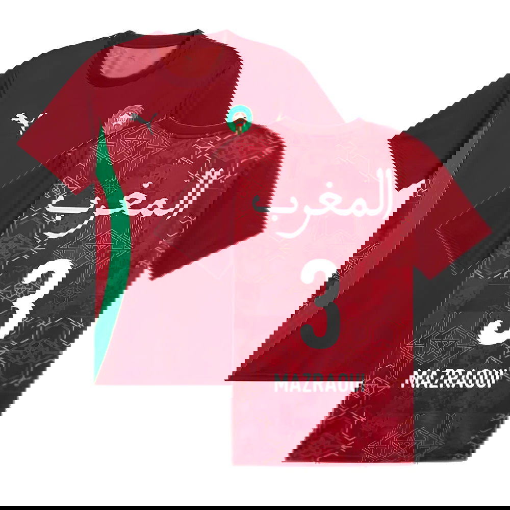 2024-2025 Morocco Prematch SS Jersey (Red) (Mazraoui 3)