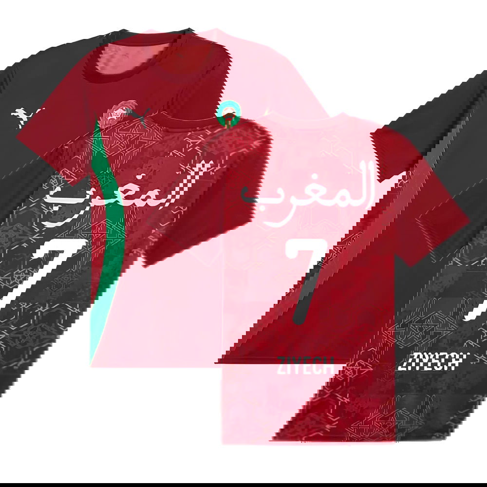2024-2025 Morocco Prematch SS Jersey (Red) (Ziyech 7)
