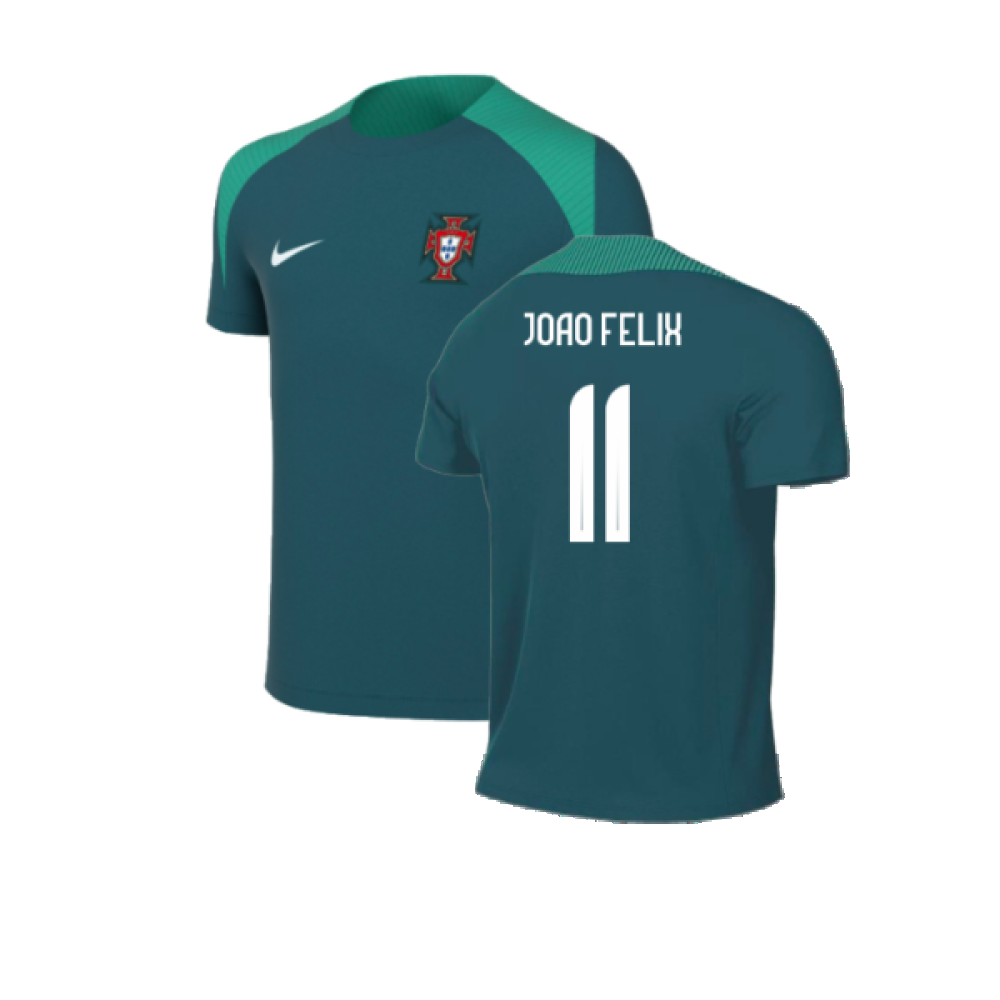 2024-2025 Portugal Dri-FIT Strike Training Shirt (Green) - Kids (Joao Felix 11)