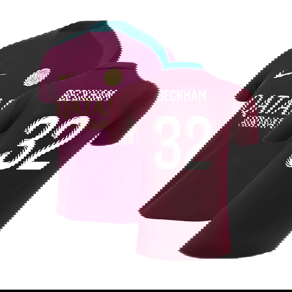 2024-2025 PSG Strike Dri-Fit Training Shirt (Bordeaux) - Kids (Beckham 32)
