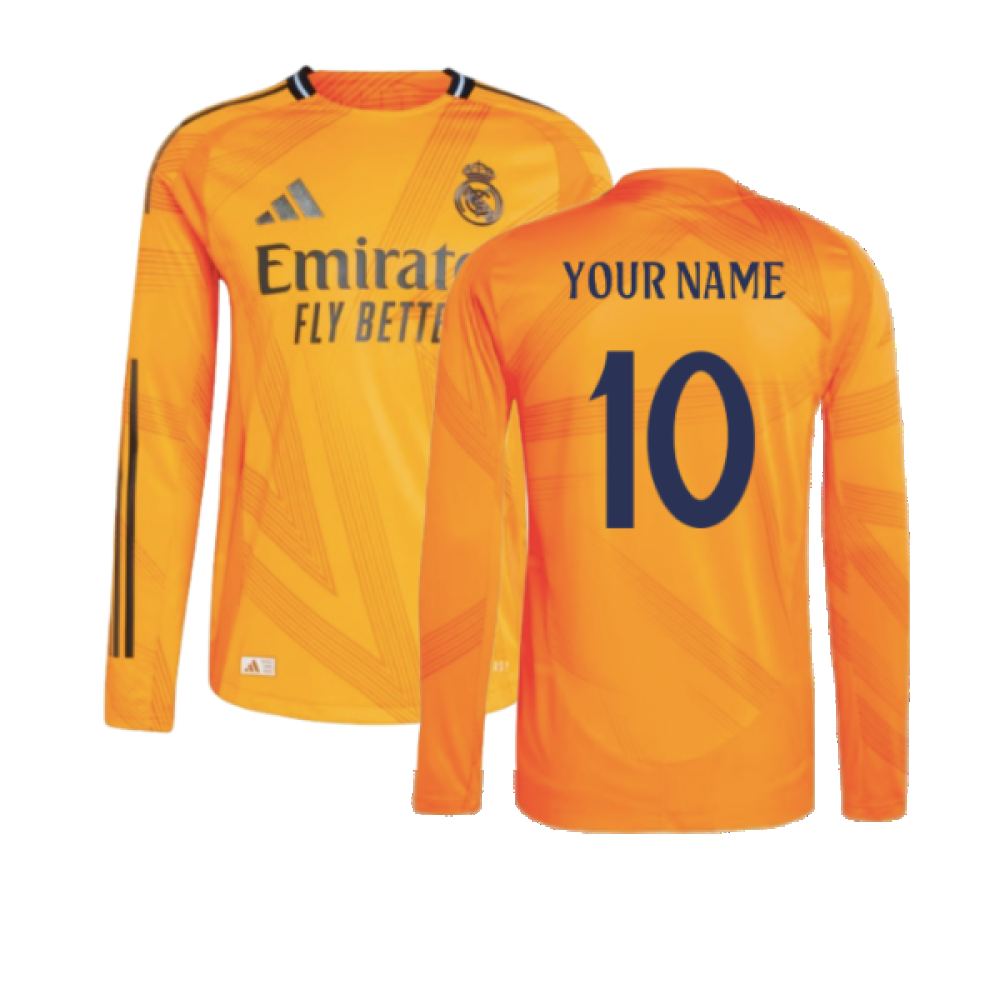 2024-2025 Real Madrid Authentic Long Sleeve Away Shirt (Your Name)