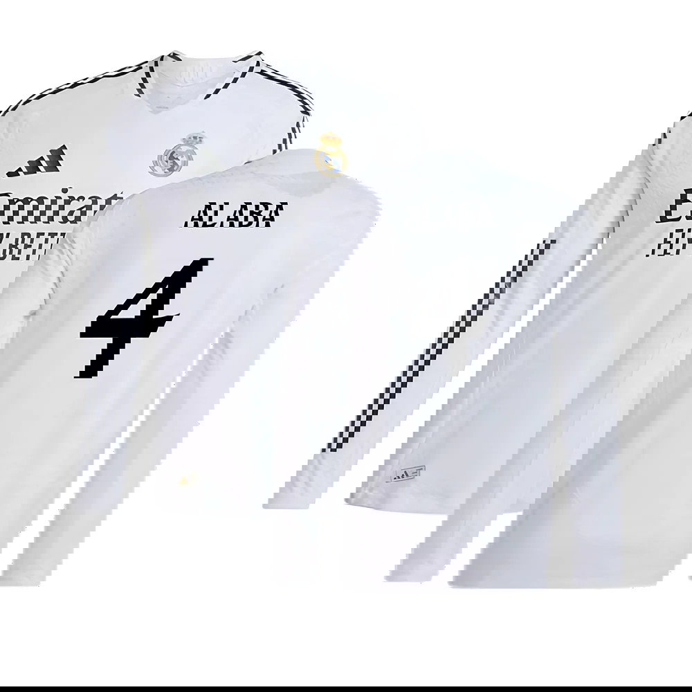 2024-2025 Real Madrid Authentic Long Sleeve Home Shirt (Alaba 4)