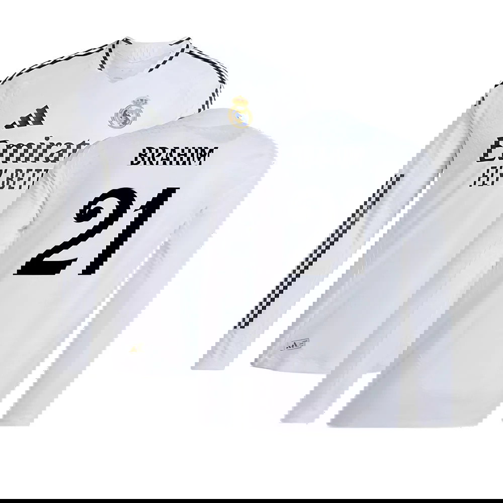 2024-2025 Real Madrid Authentic Long Sleeve Home Shirt (Brahim 21)