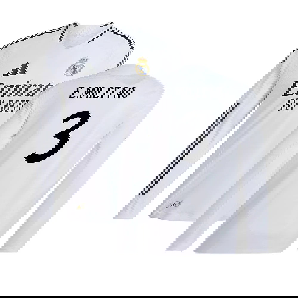 2024-2025 Real Madrid Authentic Long Sleeve Home Shirt (E.Militao 3)