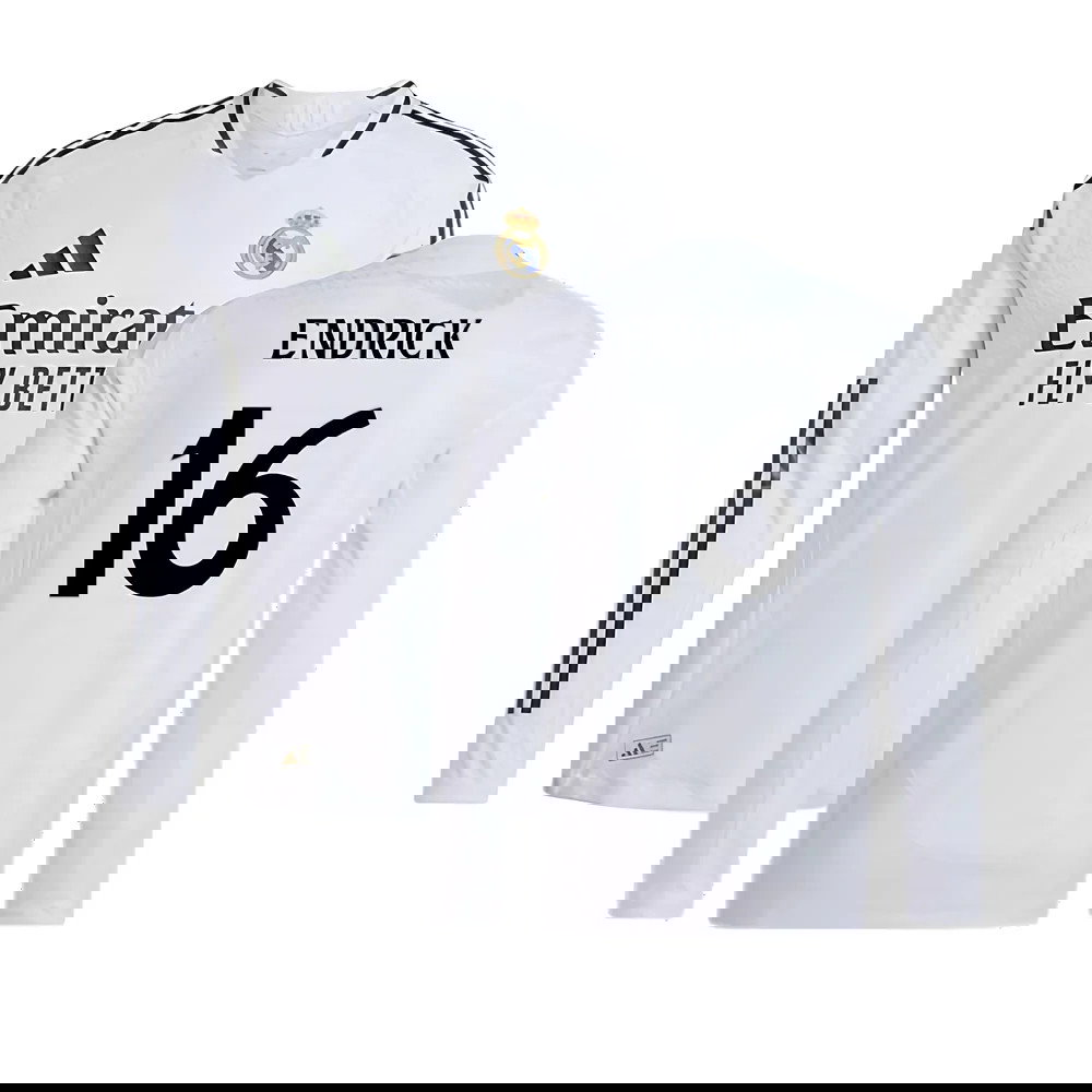 2024-2025 Real Madrid Authentic Long Sleeve Home Shirt (Endrick 16)