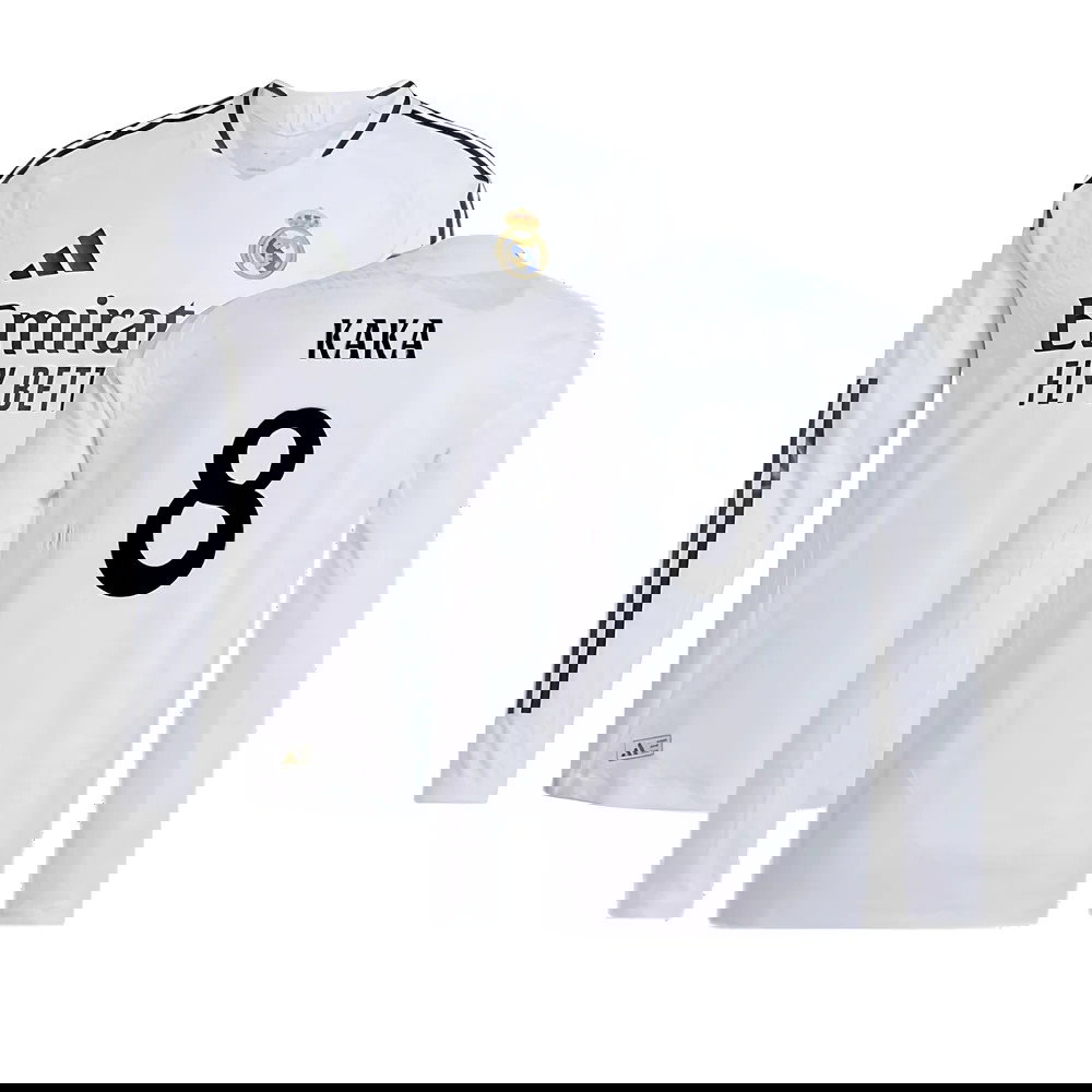 2024-2025 Real Madrid Authentic Long Sleeve Home Shirt (Kaka 8)