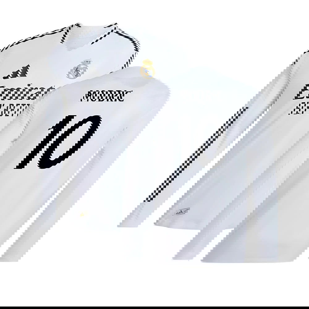 2024-2025 Real Madrid Authentic Long Sleeve Home Shirt (Modric 10)