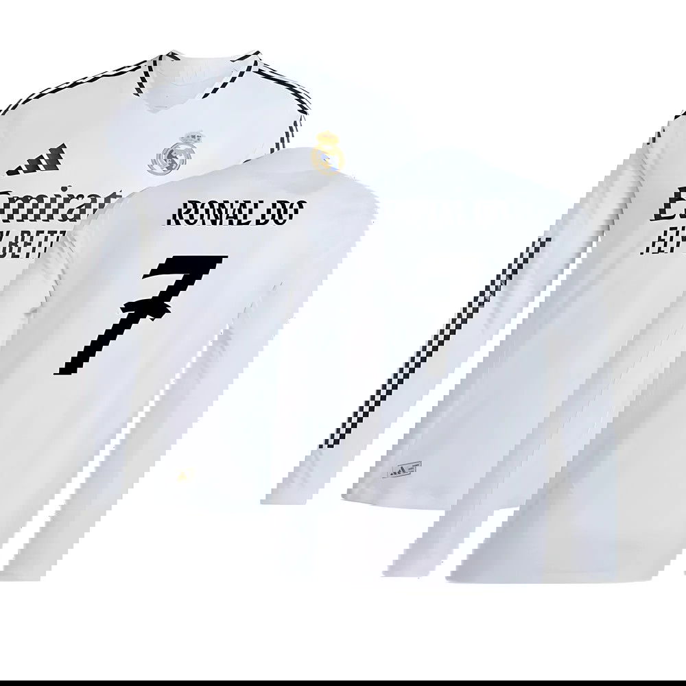 2024-2025 Real Madrid Authentic Long Sleeve Home Shirt (Ronaldo 7)
