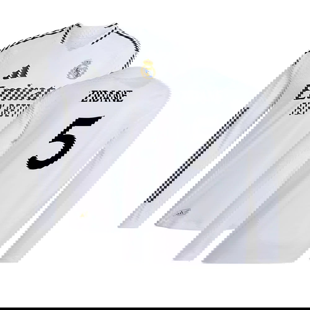 2024-2025 Real Madrid Authentic Long Sleeve Home Shirt (Zidane 5)