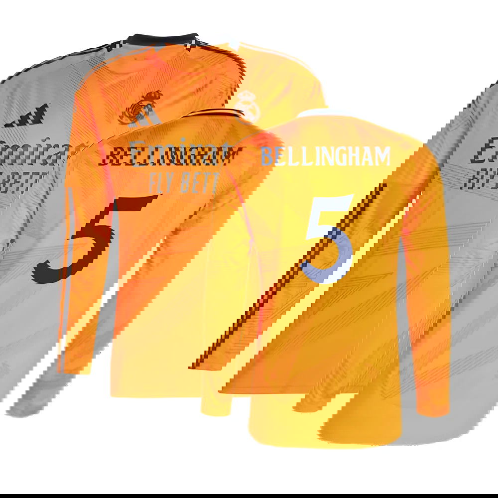 2024-2025 Real Madrid Long Sleeve Away Shirt (Bellingham 5)