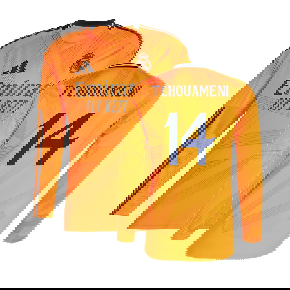 2024-2025 Real Madrid Long Sleeve Away Shirt (Tchouameni 14)