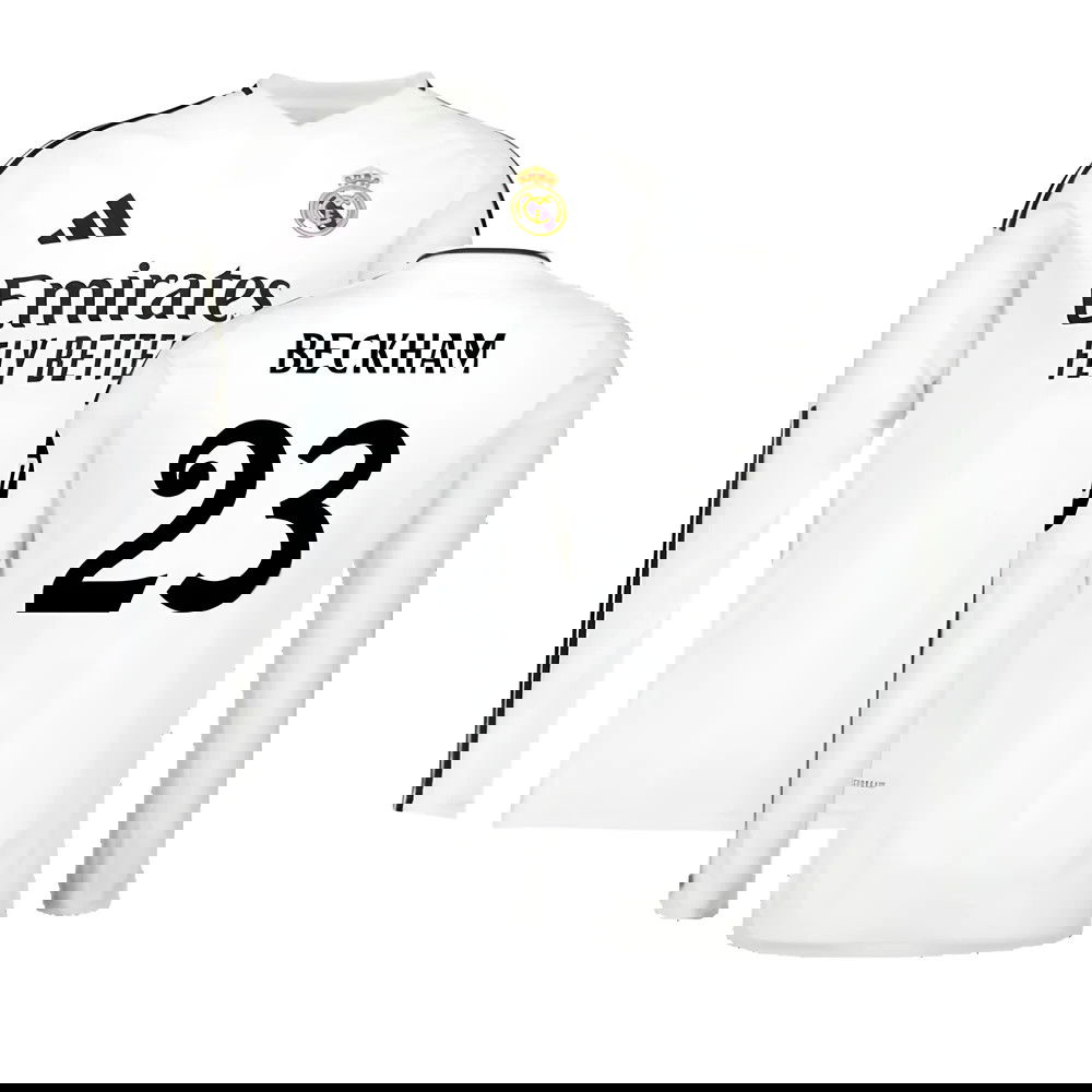 2024-2025 Real Madrid Long Sleeve Home Shirt (Beckham 23)